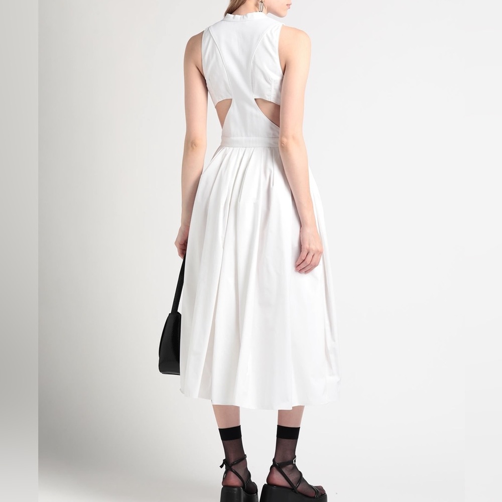 Alexander McQueen Cutout Poplin Midi Dress White XL - Picture 2 of 16